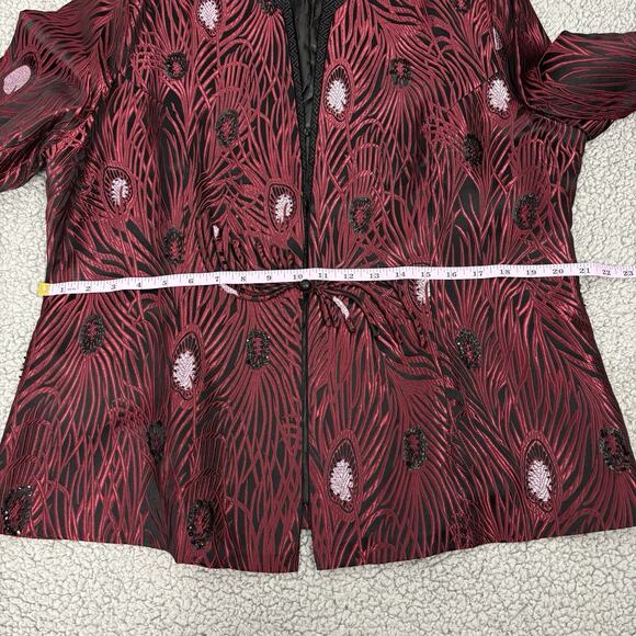 Dragon Silk Jacket Coat Womens Size XL Shanghai China Dark Red Black Vintage - Picture 10 of 16